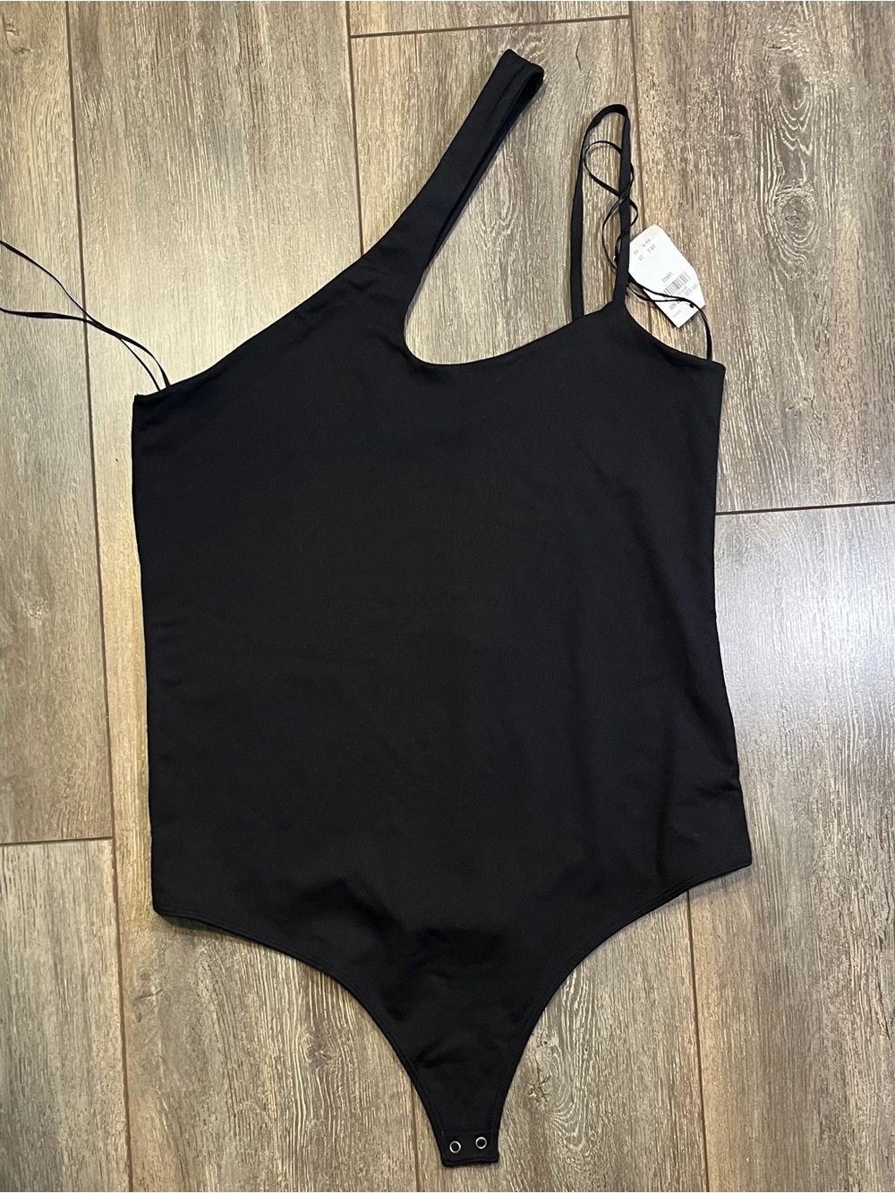 Abercrombie & Fitch Black Asymmetrical One-Shoulder Bodysuit, size L
